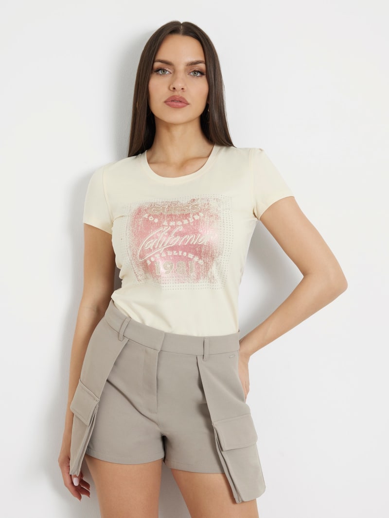 T-Shirt Stretch Frontlogo Strass