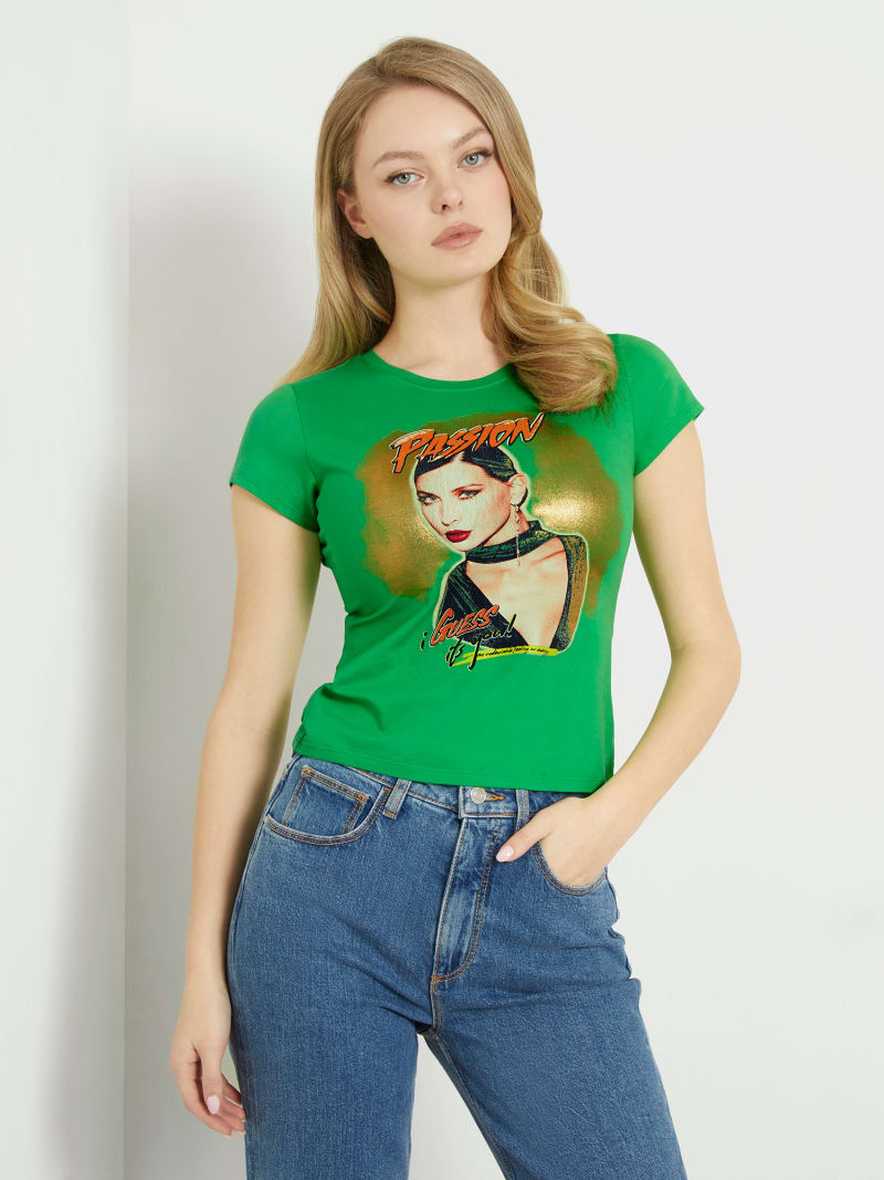 Green guess t shirt sales