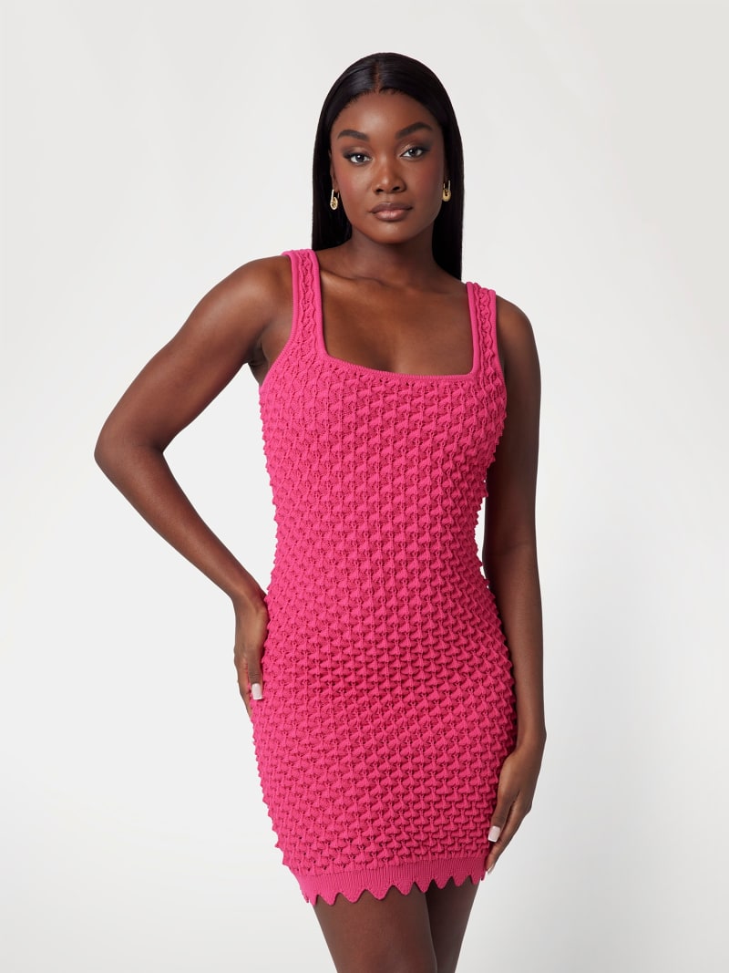 Pointelle gebreide mini jurk