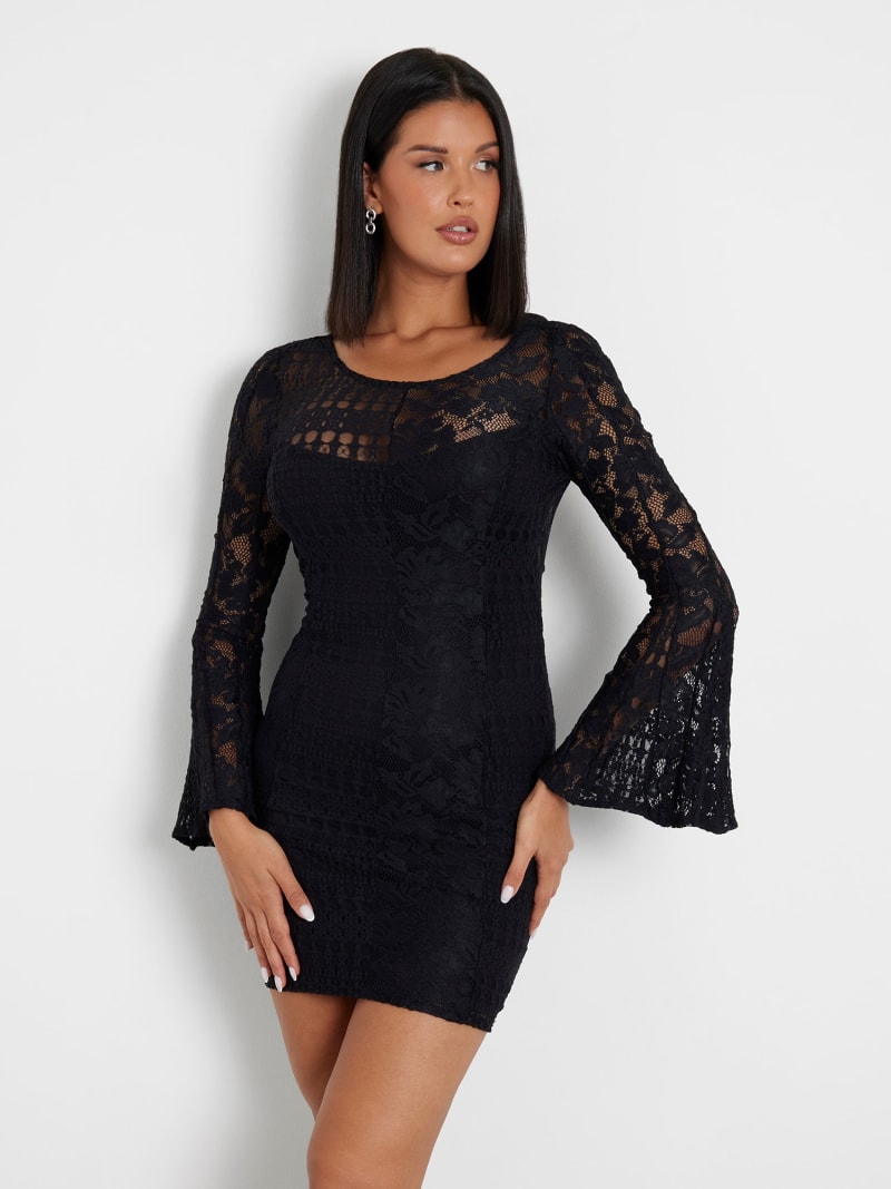 Black lace dress guess sales