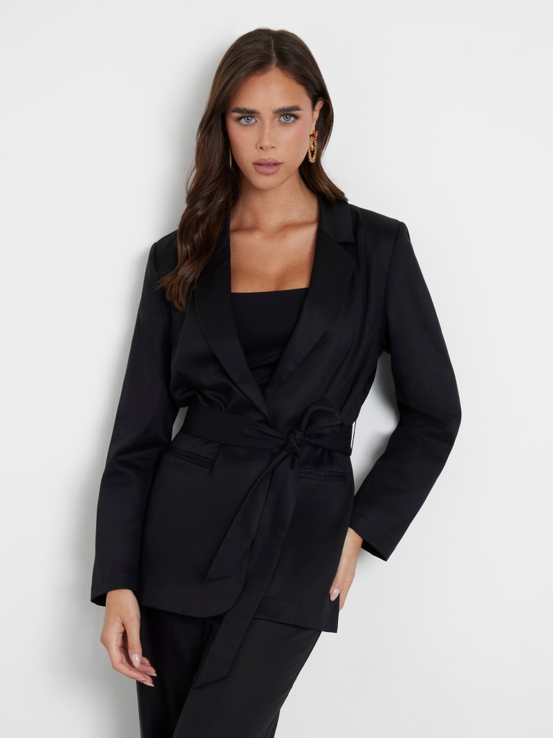 Belted blazer black online