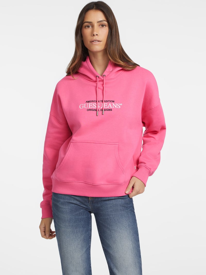 Guess hoodie pink deals