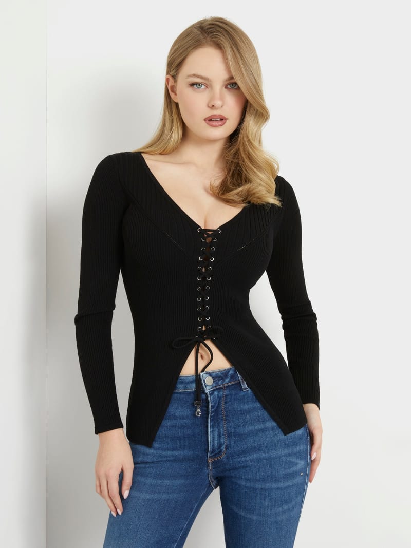 Lace up cardigan