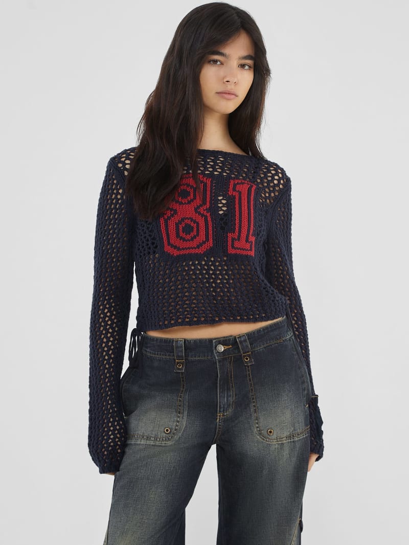 GUESS Originals Lace up crochet sweater Women