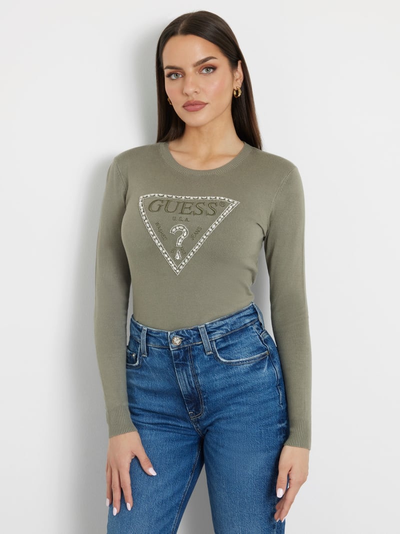 Rhinestones front logo sweater