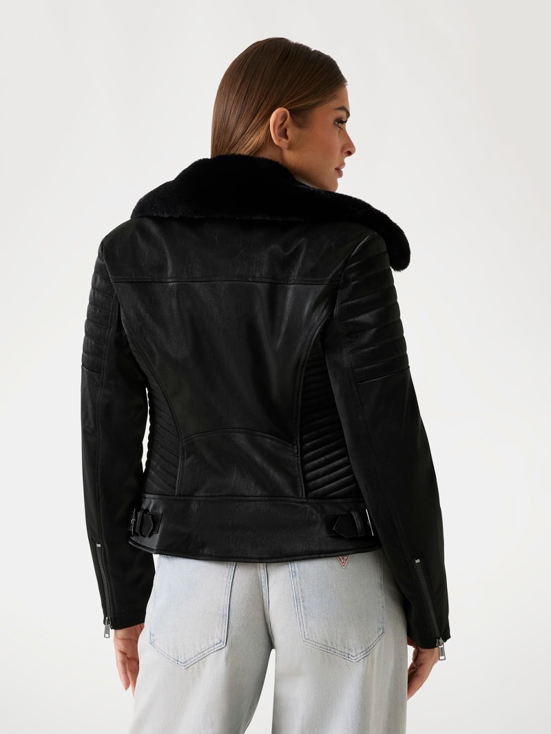 Manteau Motard Noir Guess Avec Détails Dentelle - Taille UK 6-8 (XS) - Neuf Avec étiquettes