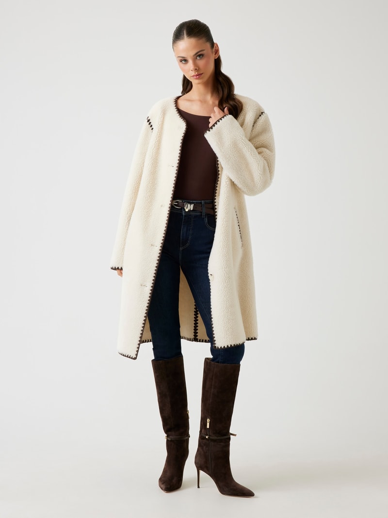 Coat Faux Fur & Sherpa By C And C In Brown, Size:M