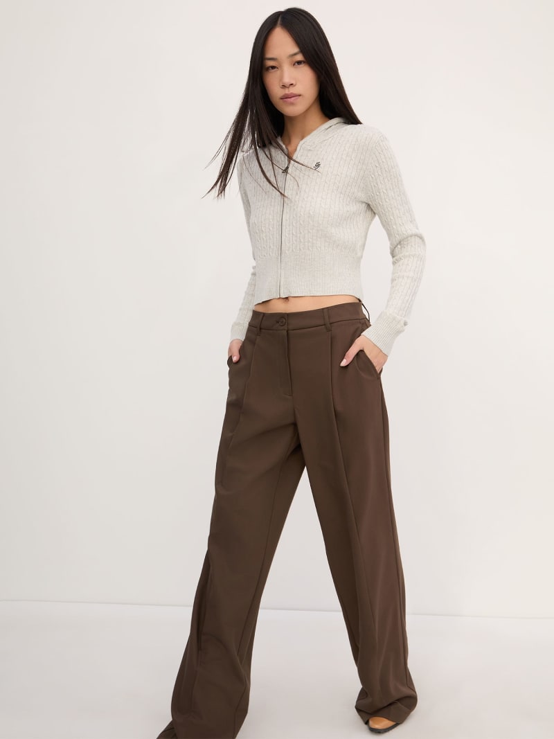 Cable knit hoodie cardigan Women | GUESS Jeans