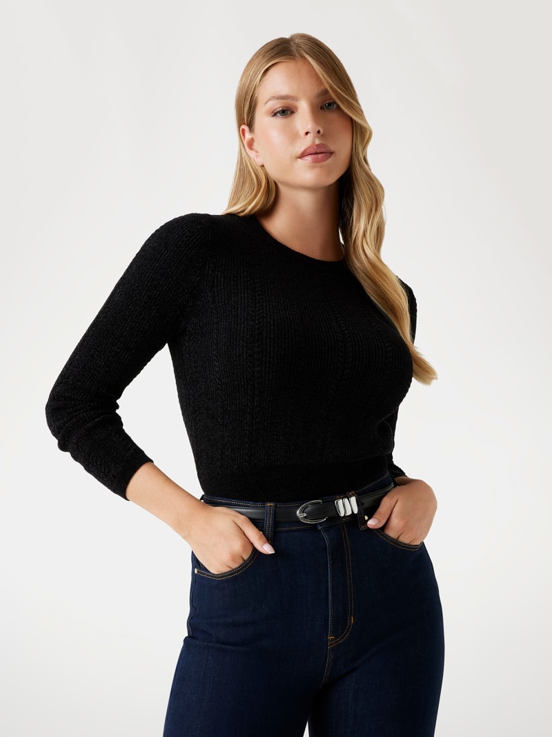 Halat örgü crop kesim kazak Kadın | GUESS® Geçmiş Koleksiyonlar