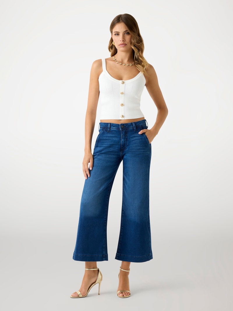 GUESS Women's Eco Kai Wide Leg Denim Shorts - High Waisted Vintage Style