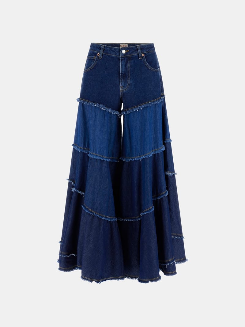 【HI FI FNK】Ferry Belted Denim GUESS® Jeansy z falbanami fason wide leg Kobieta