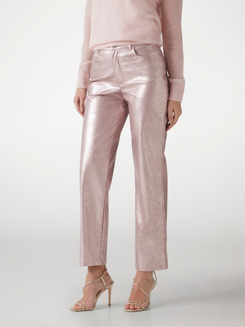 Metallic faux leather pant