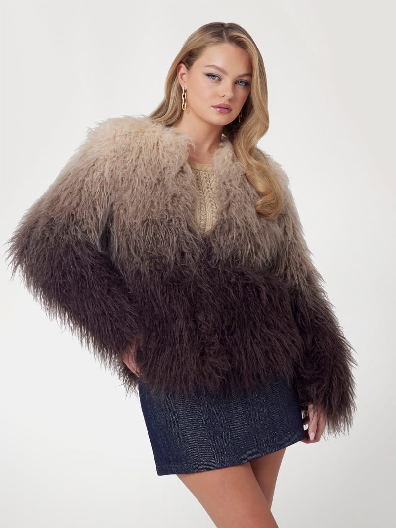 Faux fur coat guess store