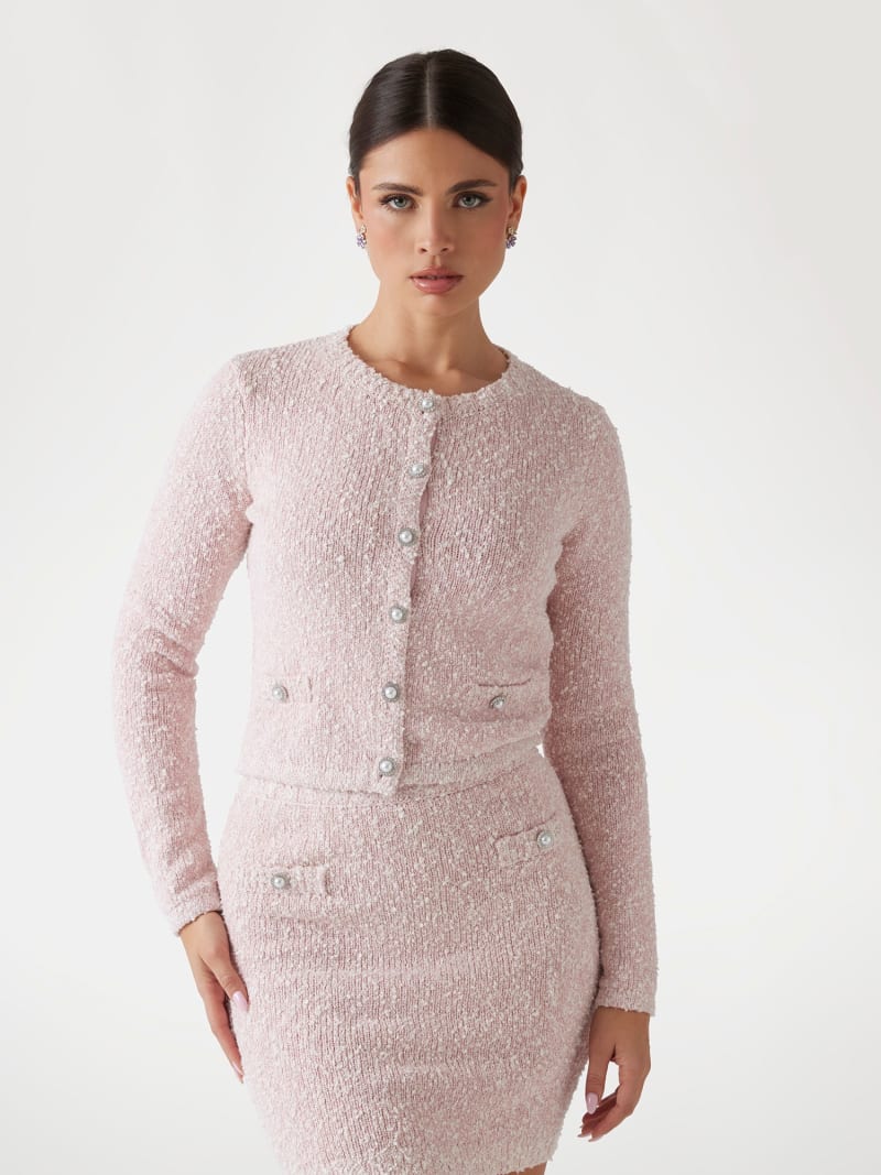 Bouclé-Strickjacke Mélange-Optik