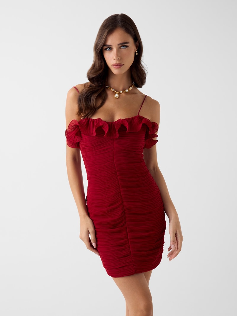 red guess dress Shop GUESS Marciano Satin Long Dress, Red