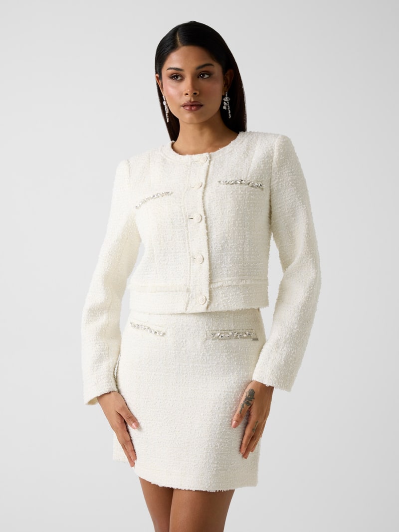 GUESS Wool-blend tweed jacket Women
