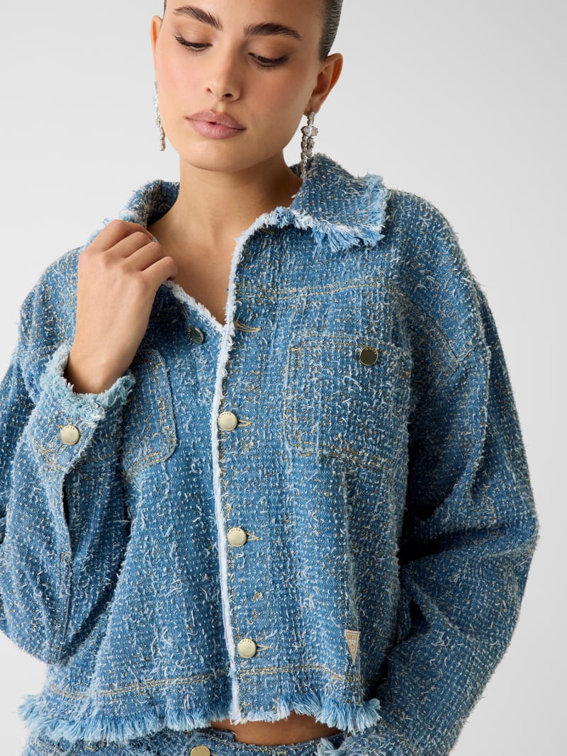 【denim】 GUESS® Denim tweed jacket Women