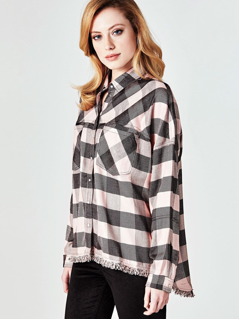 Camicia Motivo A Quadri Frange Shop Online Ufficiale Guess