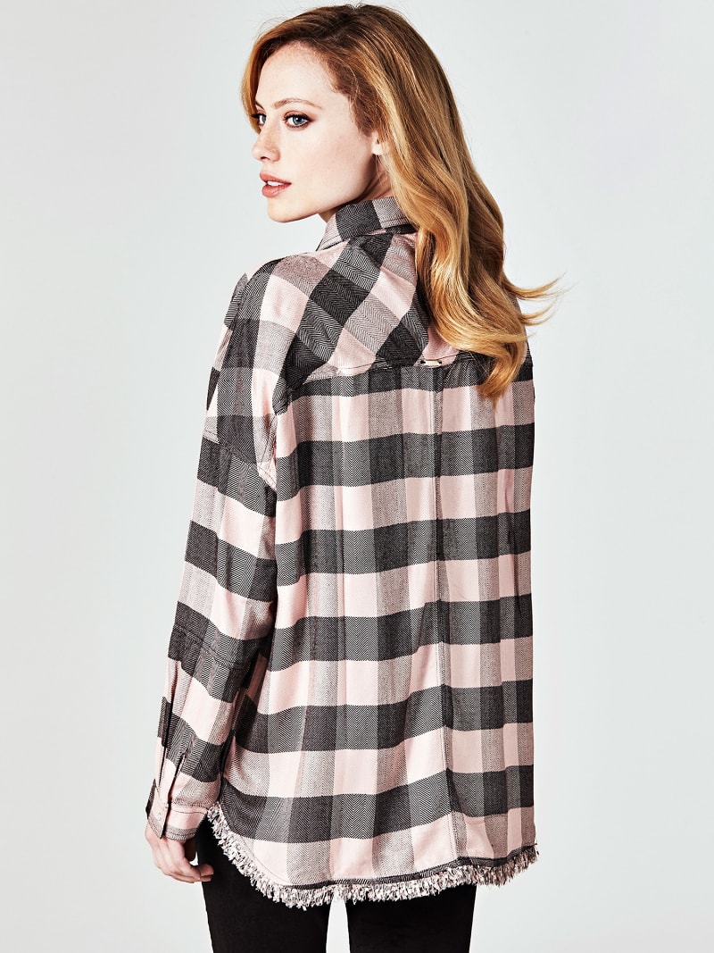 Camicia Motivo A Quadri Frange Shop Online Ufficiale Guess