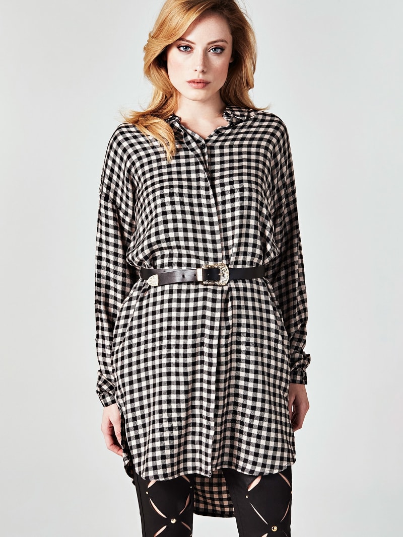 Abito Motivo A Quadri Cintura Shop Online Ufficiale Guess