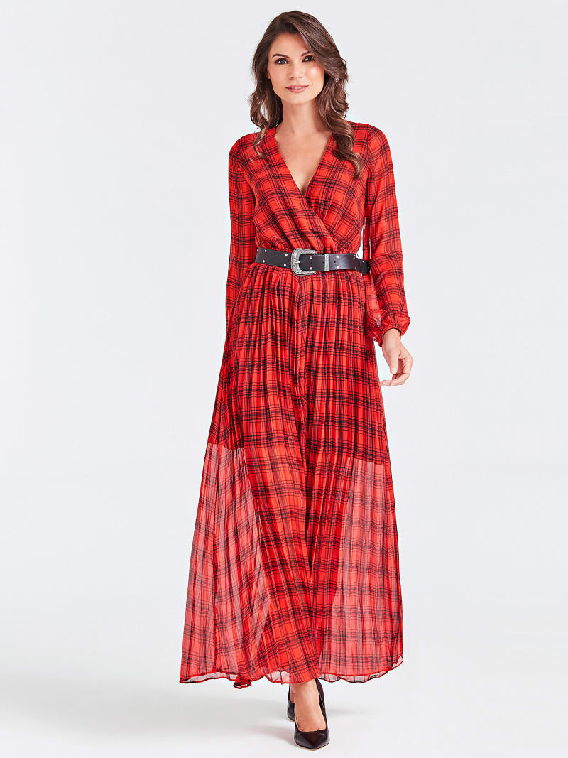 Abito Lungo Motivo A Quadri Shop Online Ufficiale Guess