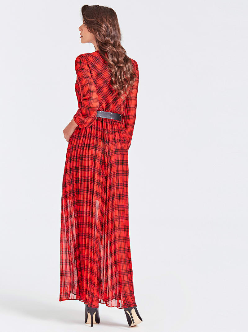 Abito Lungo Motivo A Quadri Shop Online Ufficiale Guess