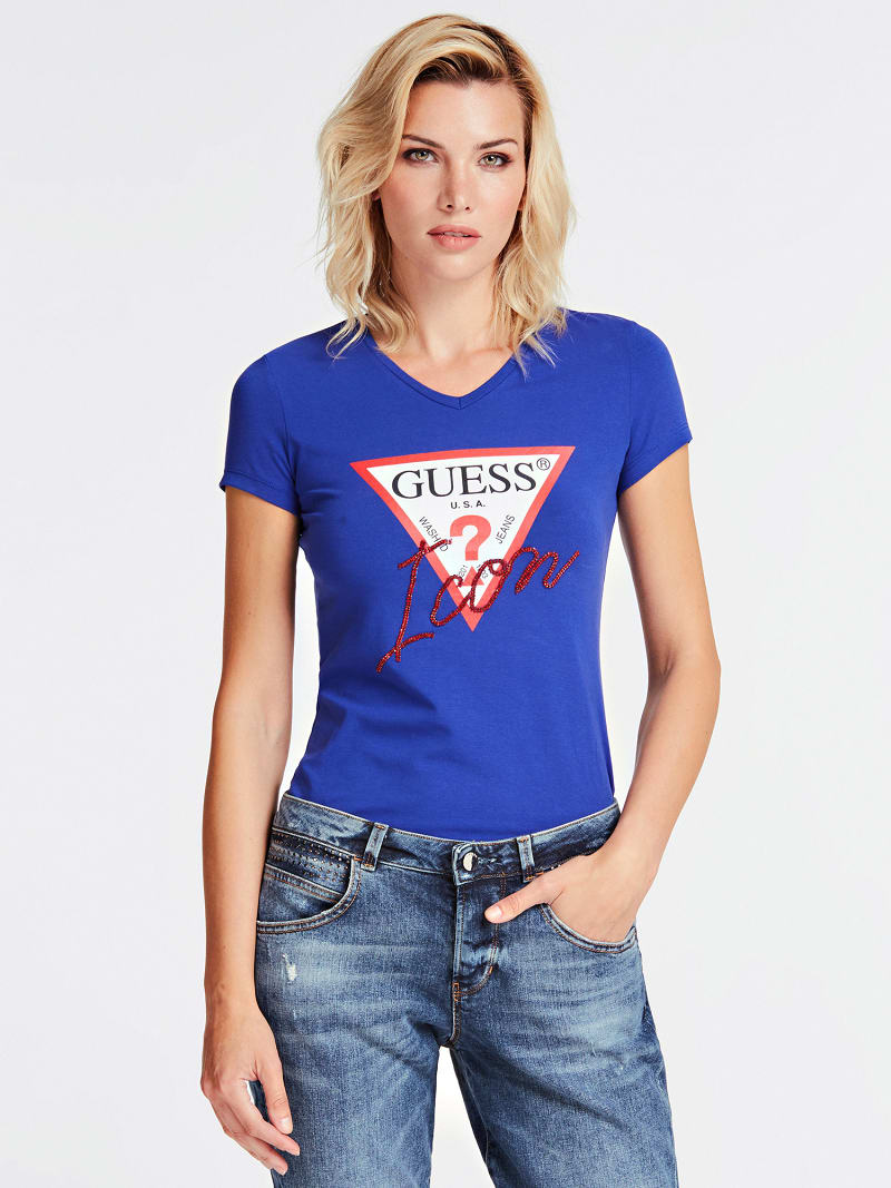 LOGO T-SHIRT WITH FRONT RHINESTONES | Guess Official ...