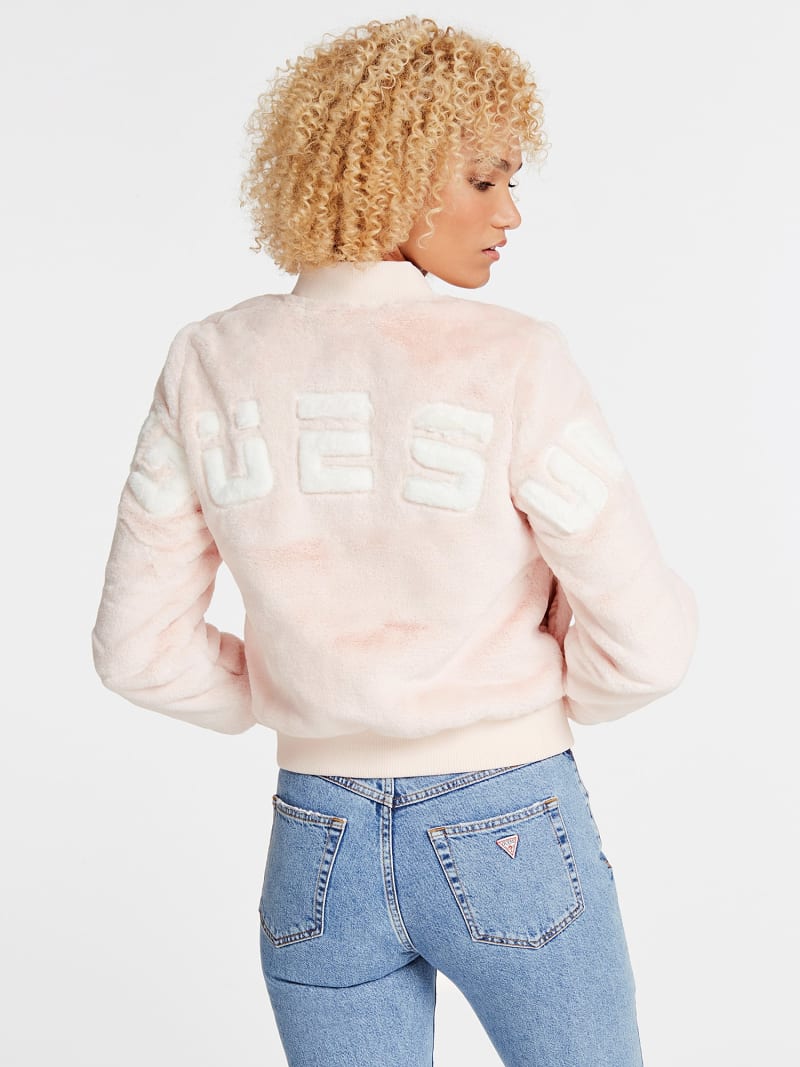 guess faux fur bomber jacket