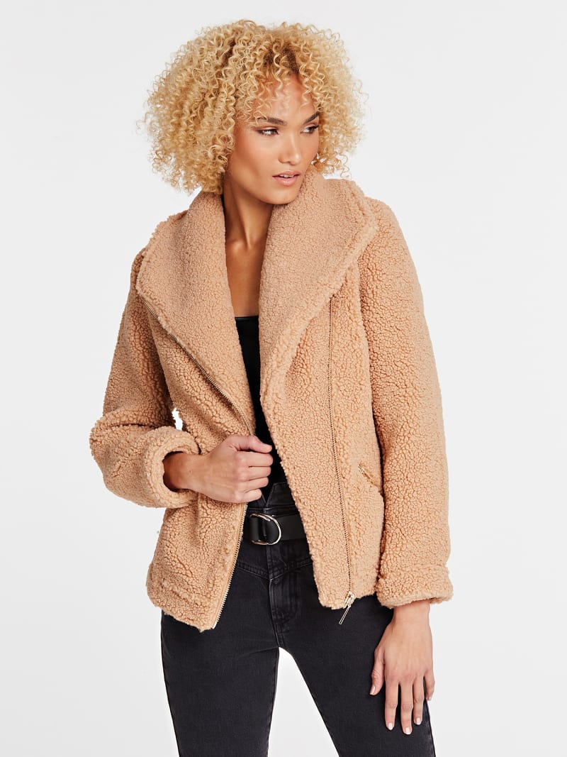 Guess white fur jacket