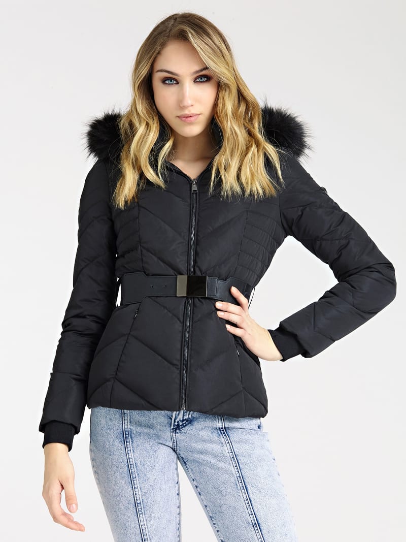 guess down jacket with faux fur