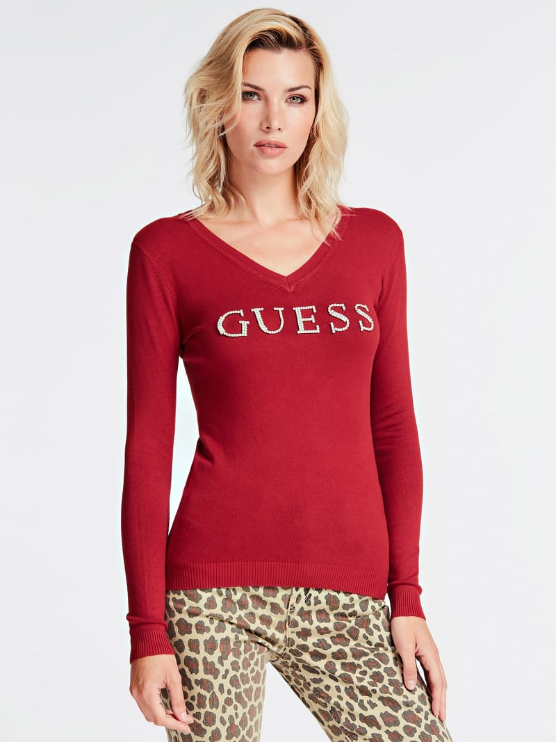 guess red jumper