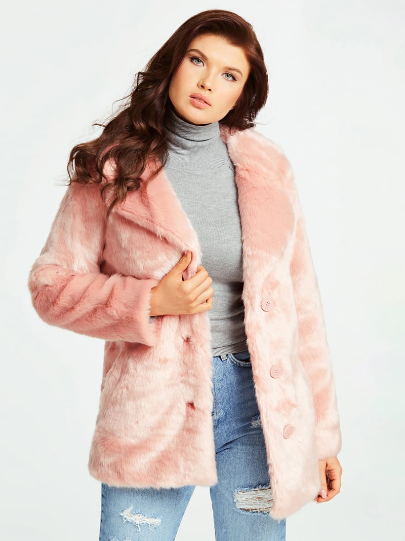 guess pink fur jacket