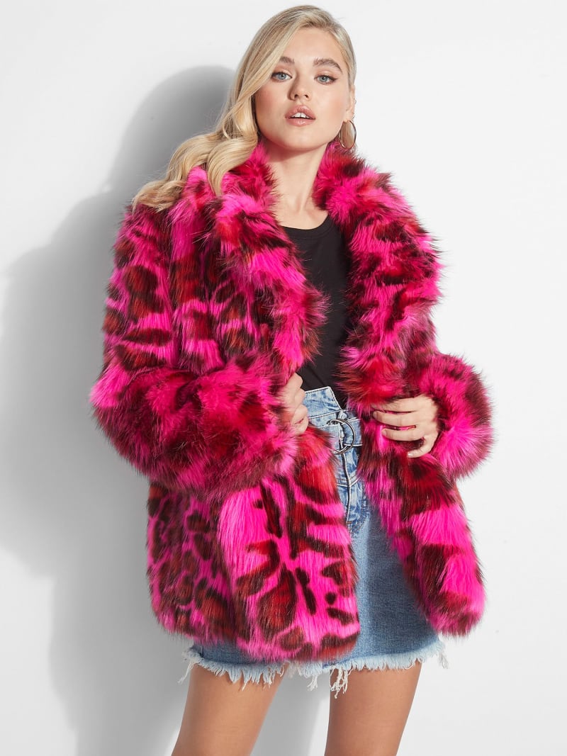 Guess faux fur jacket clearance