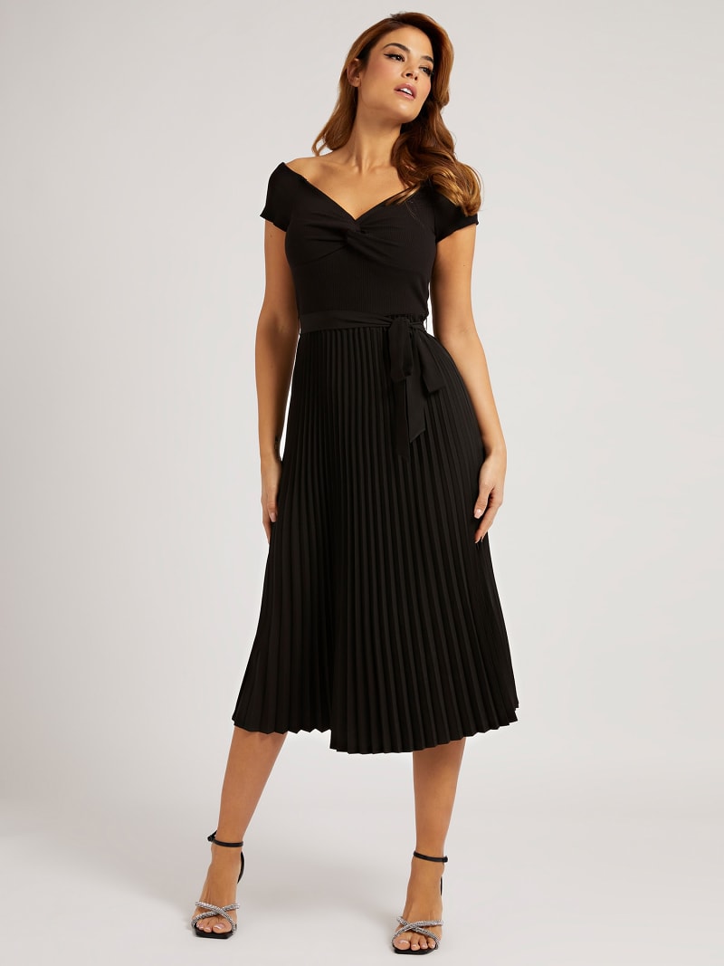 Pleated sweater dress