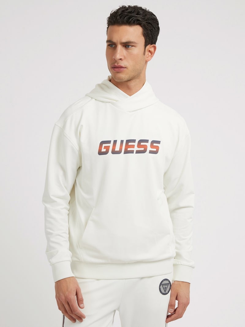 Sweatshirt com capuz e logótipo na frente