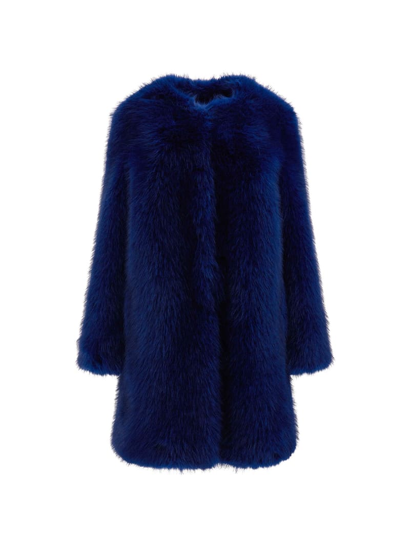 Guess blue fur coat deals