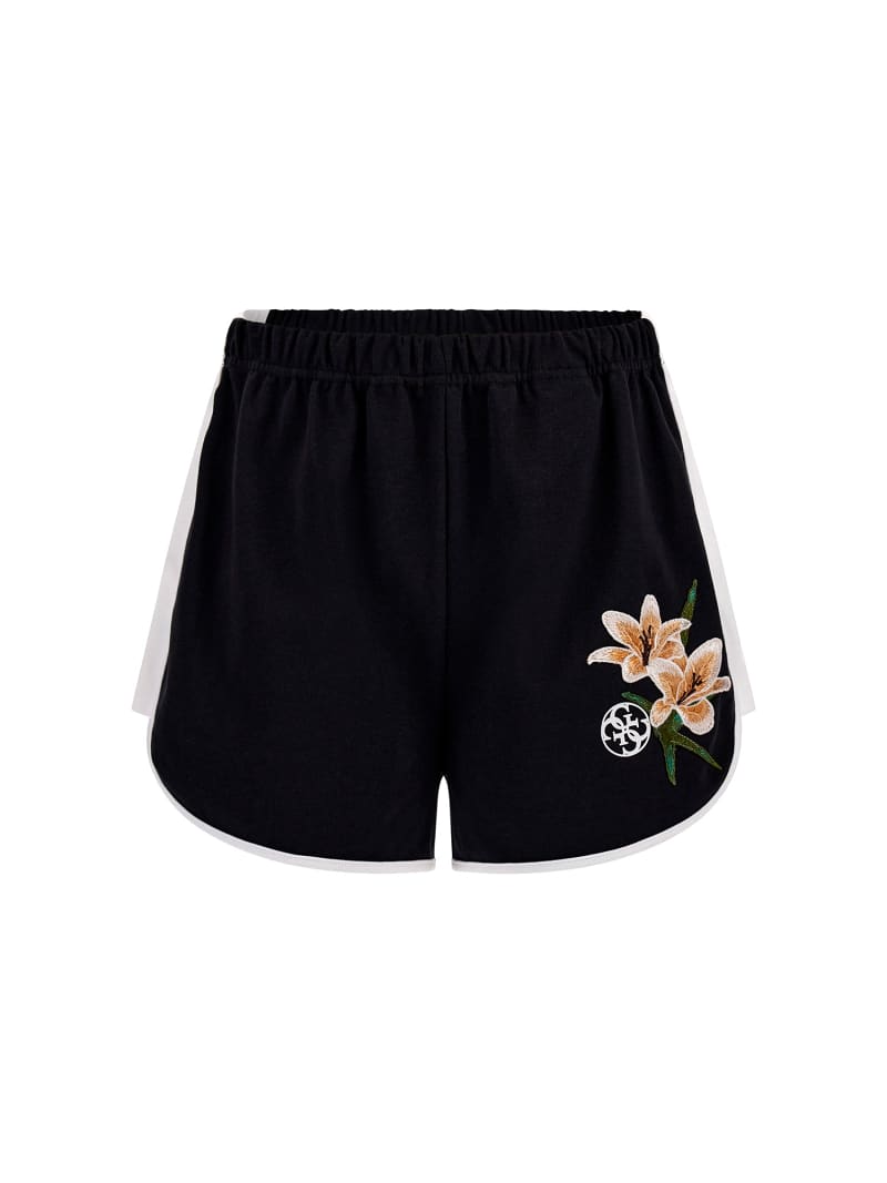 Floral embroidery shorts