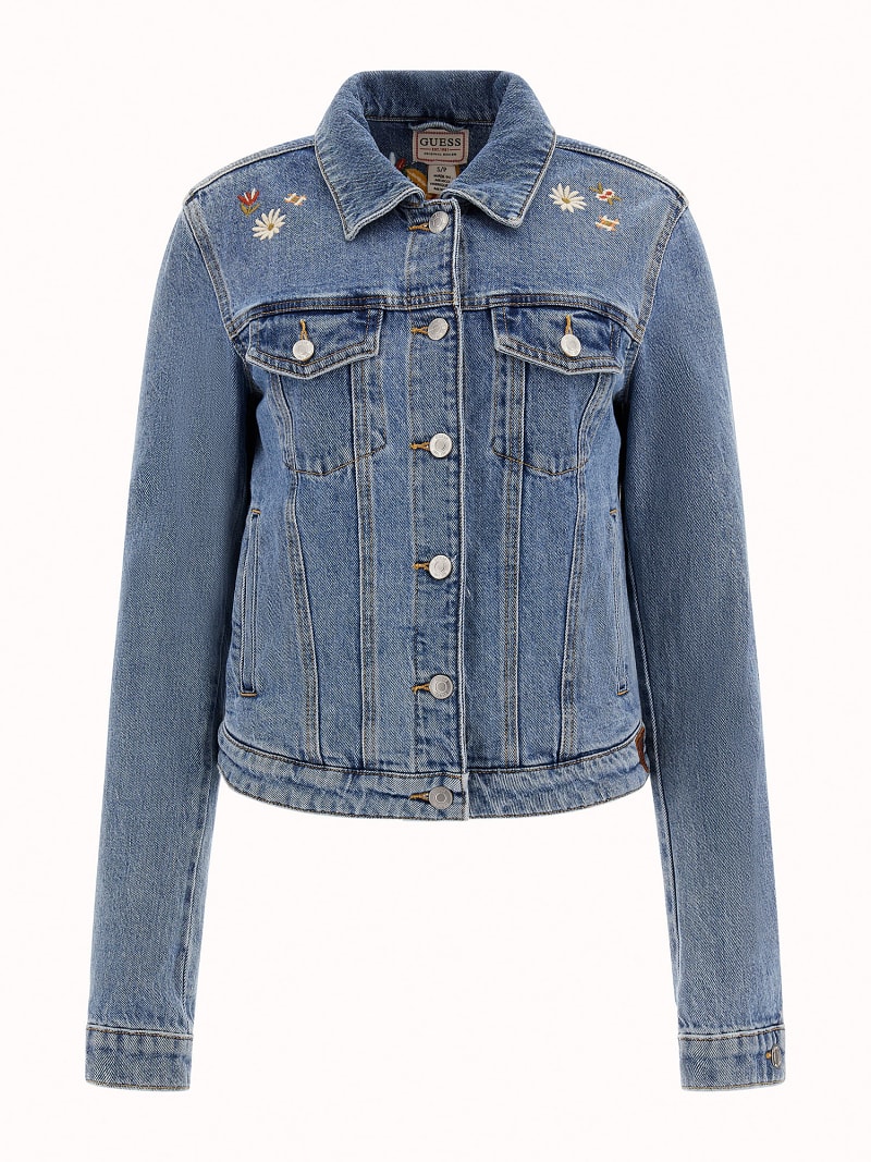 Guess embroidered denim jacket cheap