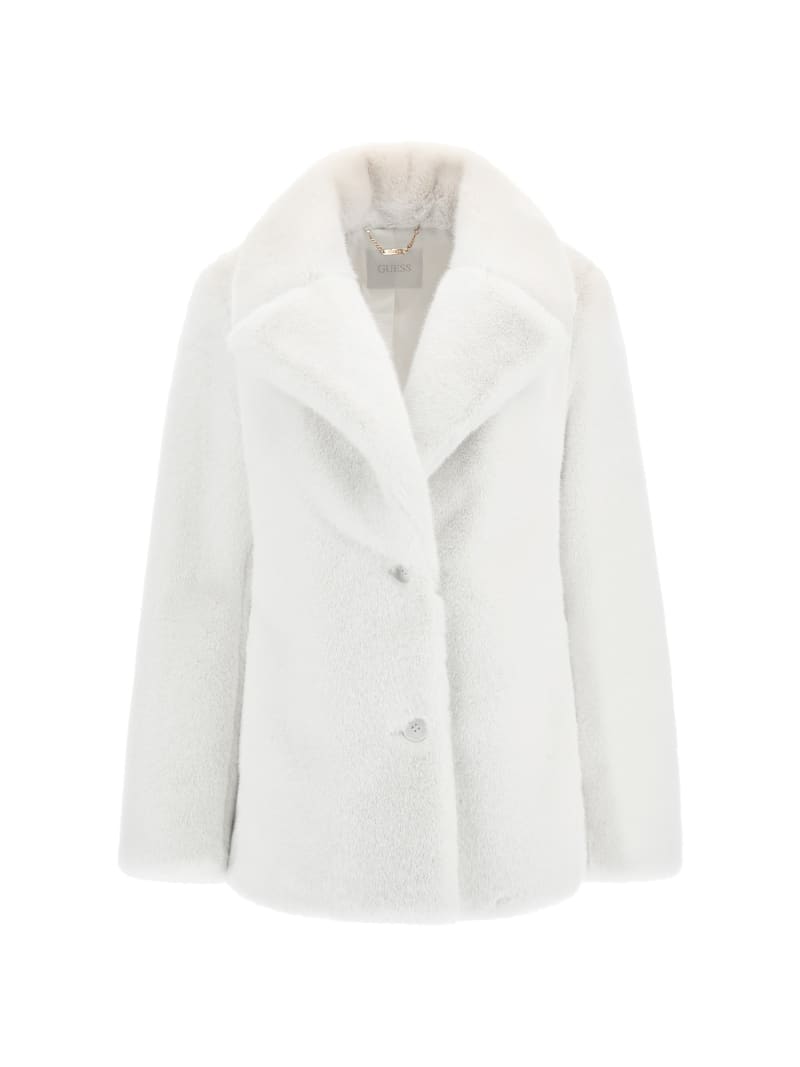 Guess teddy faux shop fur single breast coat