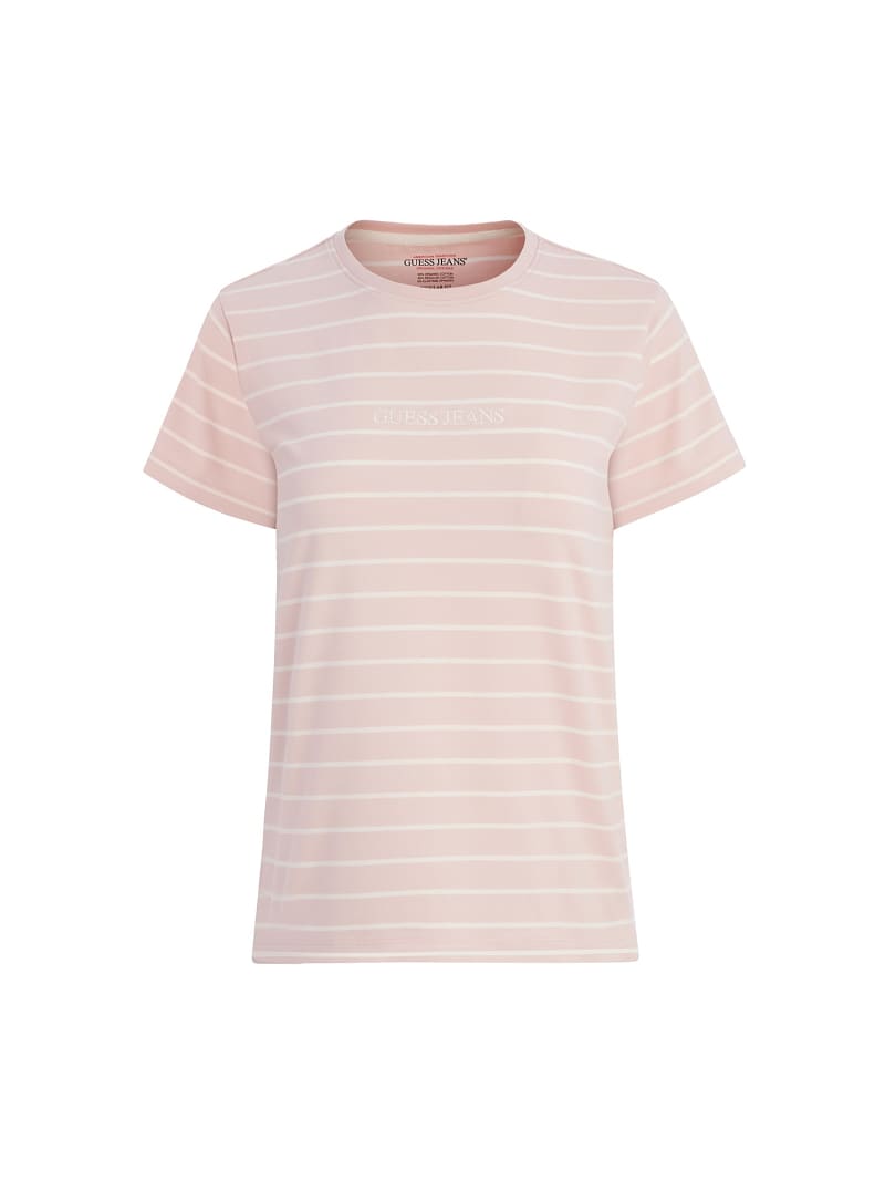 Camiseta clasica a rayas con logotipo bordado Mujer GUESS Jeans