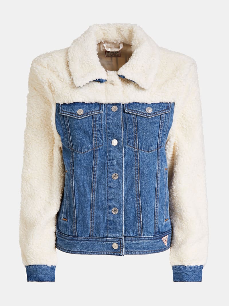 guess faux fur denim jacket