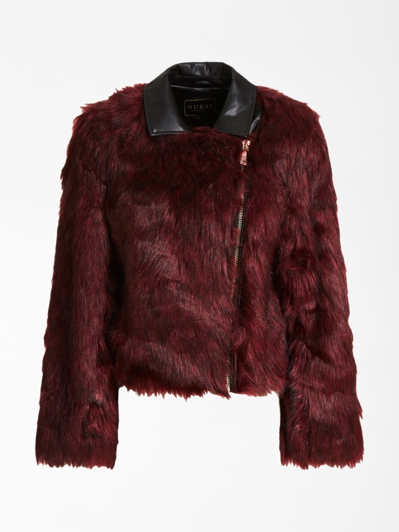 Guess white fur jacket