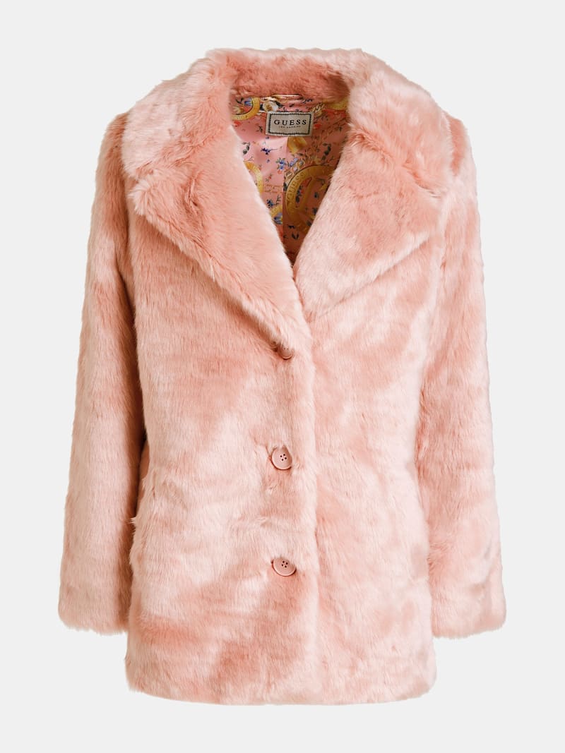 guess pink fur jacket