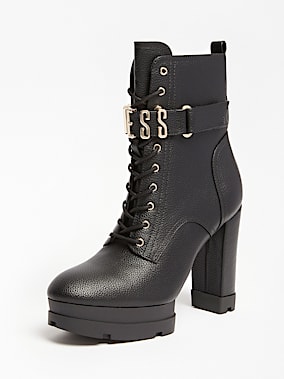 guess women's haler lace up combat booties