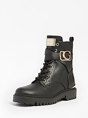guess women's haler lace up combat booties