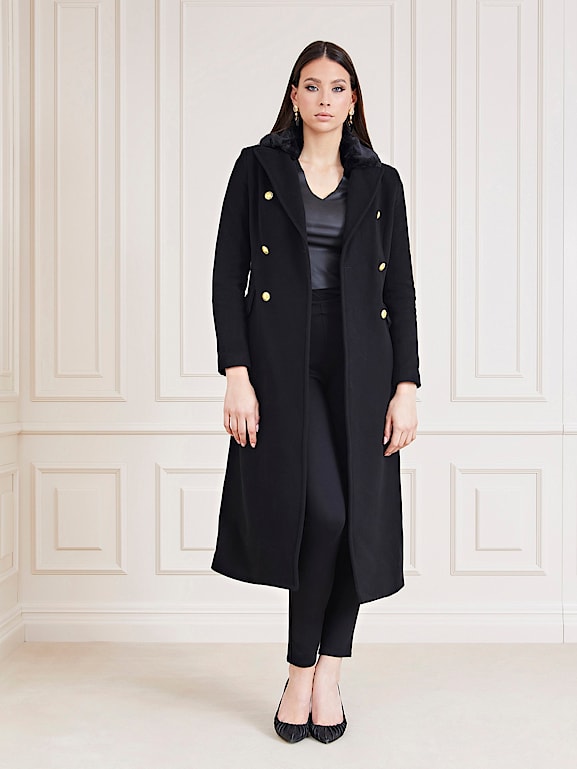 Guess long black coat discount