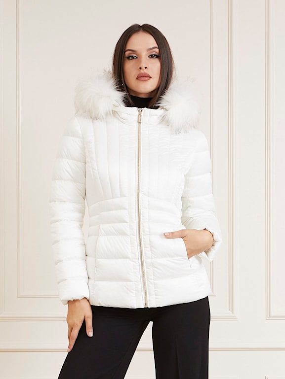 Guess white new arrivals puffer jacket