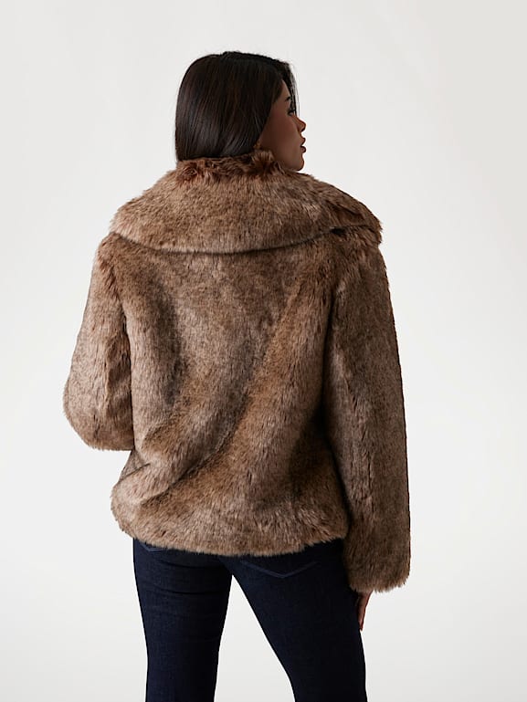 Guess faux fur skirted clearance coat