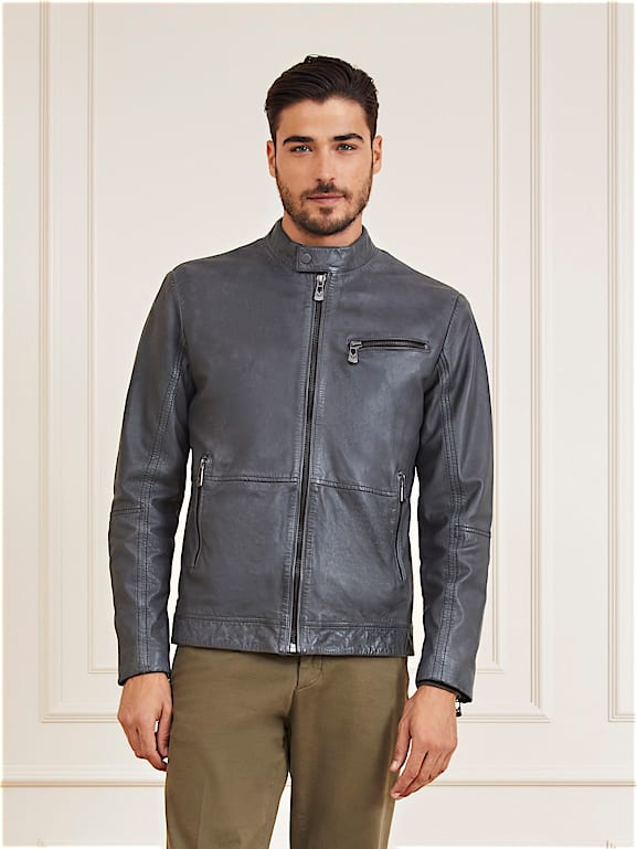 Veste en cuir veritable clearance