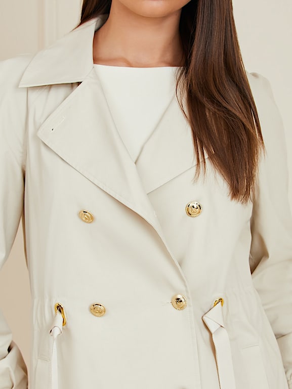 Guess twill wool double breasted button coat clearance